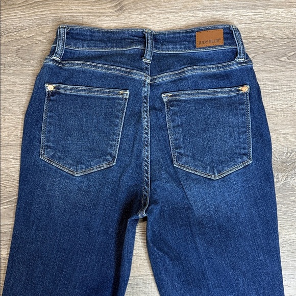 Judy Blue Seam Detail Skinny Fit Jeans Split Hem Blue Sz 1/25 - Picture 5 of 10